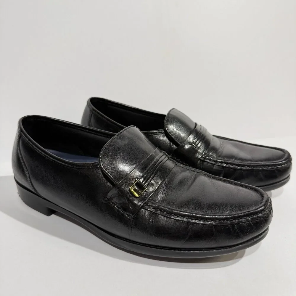 Bostonian Men's Prescott Slip-on Black Leather Loafers size 10 D